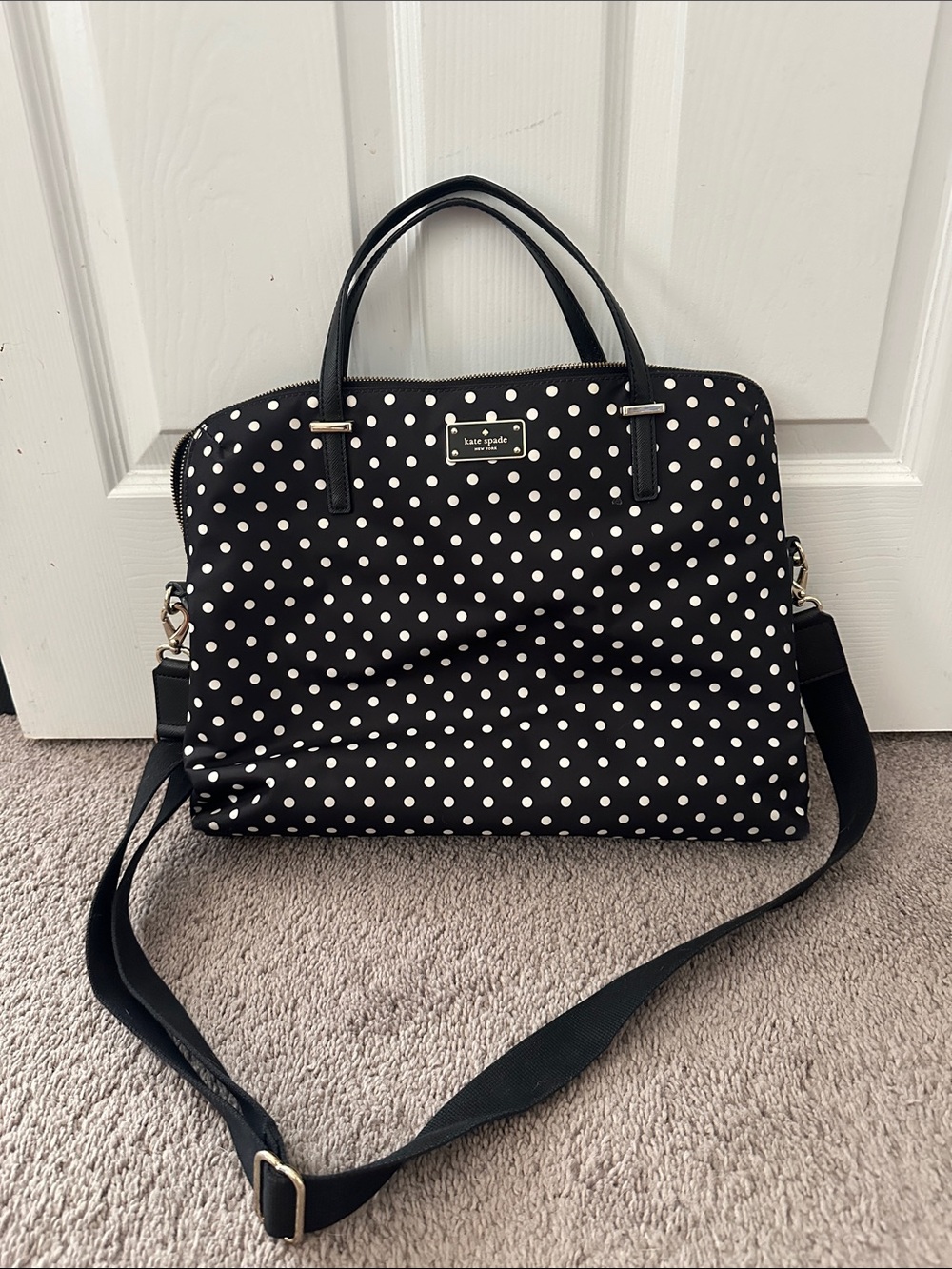 Kate Spade Black & White Polka Dot Laptop Bag